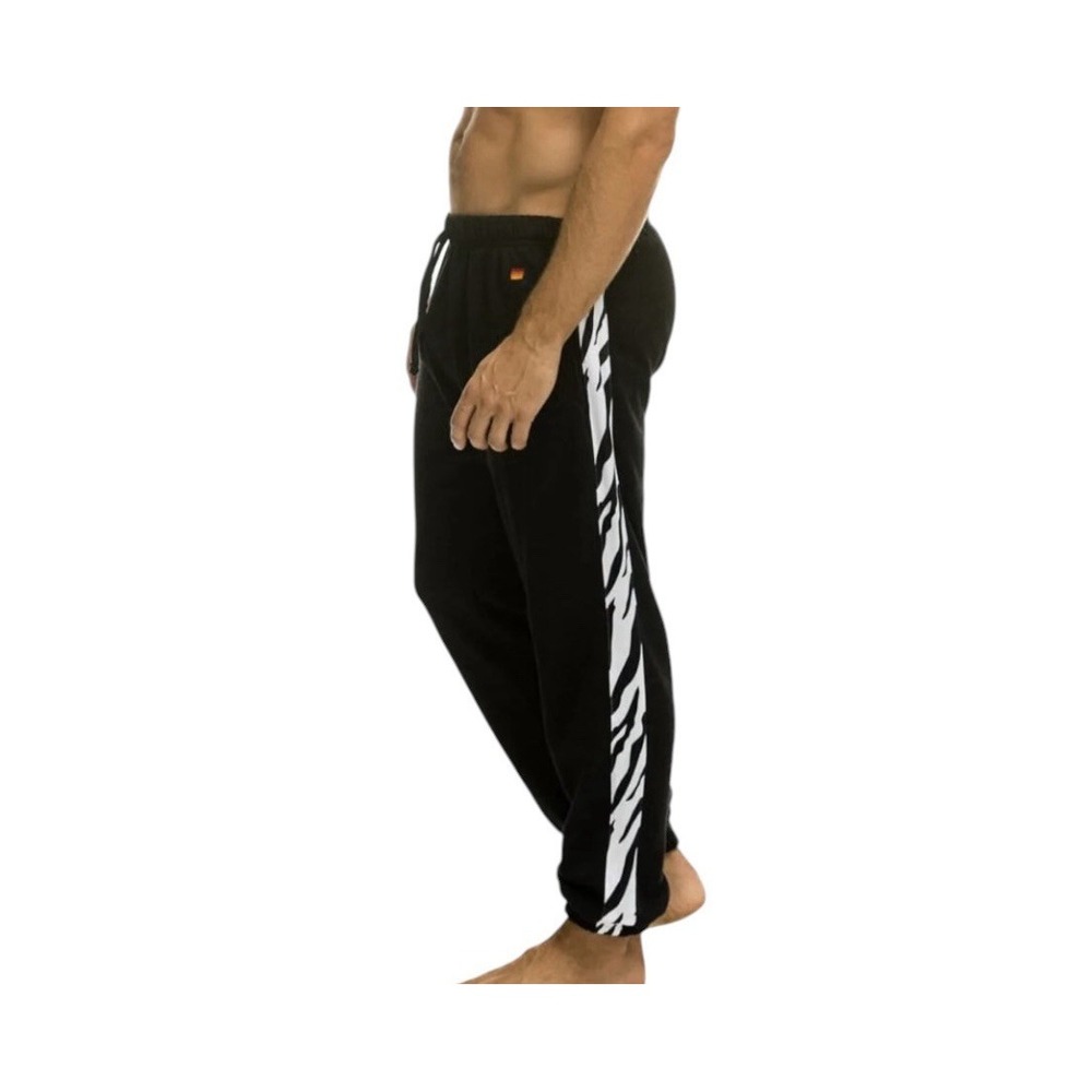 Aviator Nation Sweatpants Men's Large Zebra Black Beach Resort Elastic Waist